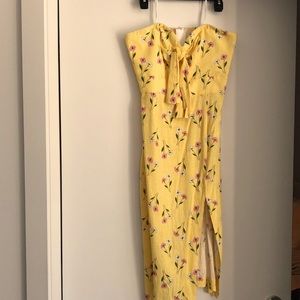 Floral Yellow strapless Cotton Sun Dress